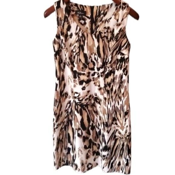 Womens Sheath Dress Size 12 Animal Print Stretch Sleeveless - Picture 1 of 4